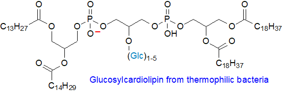 Structural formula for glucosyl-cardiolipins