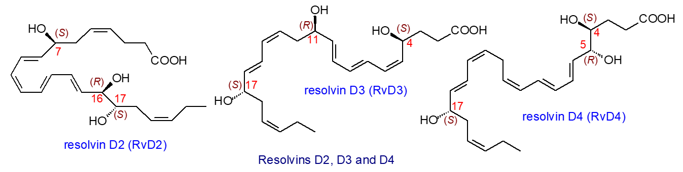 Formulae of resolvins D2, D3 and D4