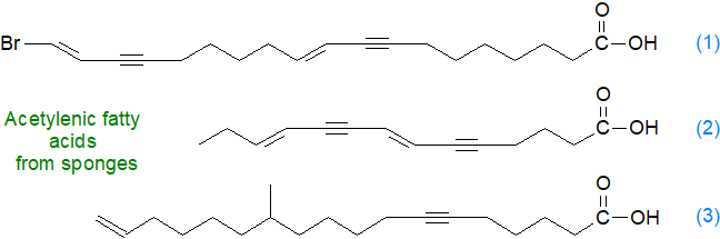 Acetylenic fatty acids from a sponge