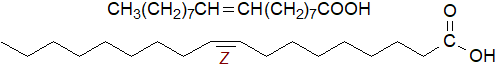 Structural formula of oleic acid