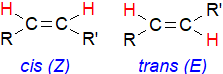 Structural formulae of cis and trans double bonds