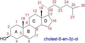 Structural formula for cholesterol