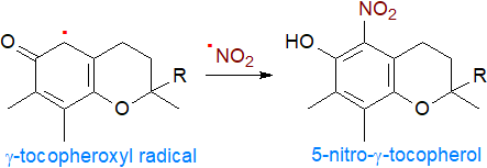 Radical reaction of gamma-tocopherol with reactive nitrogen species