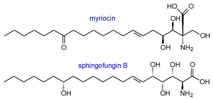 Formula of myriocin and sphingofungin B
