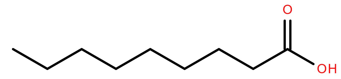 Structural drawing of Pelargonic acid